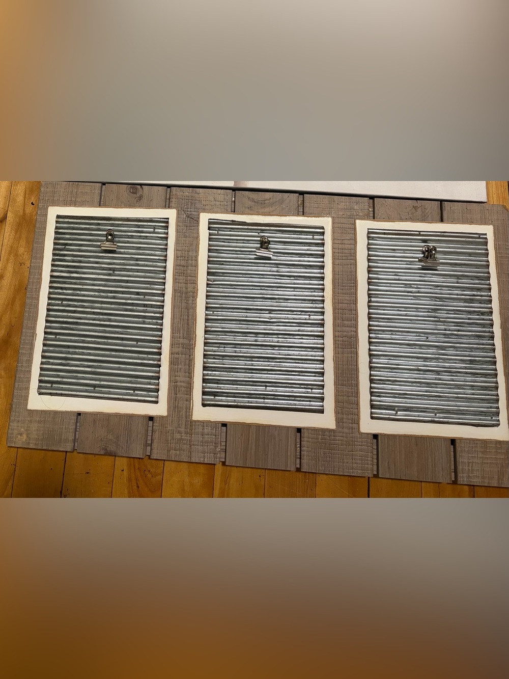Rustic Wood and Corrugated Metal Wall Panel - Silver & Brown